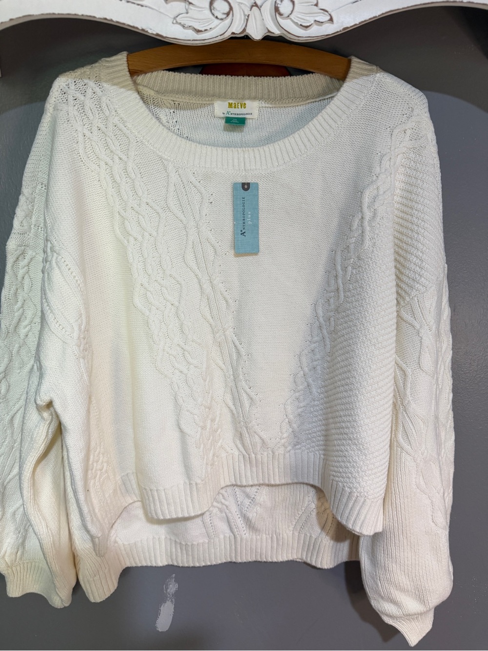Maeve Cream Cable-Knit Scoop Neck Sweater Set Sz 2X NWT ($170)